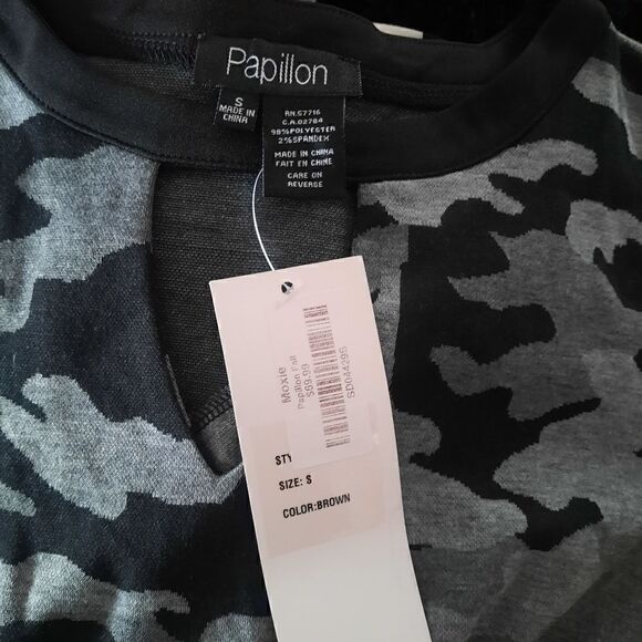 PAPILLON CLOTHING CAMO S/S Camo Dress w Keyhole Neck &Pockets - Picture 3 of 5